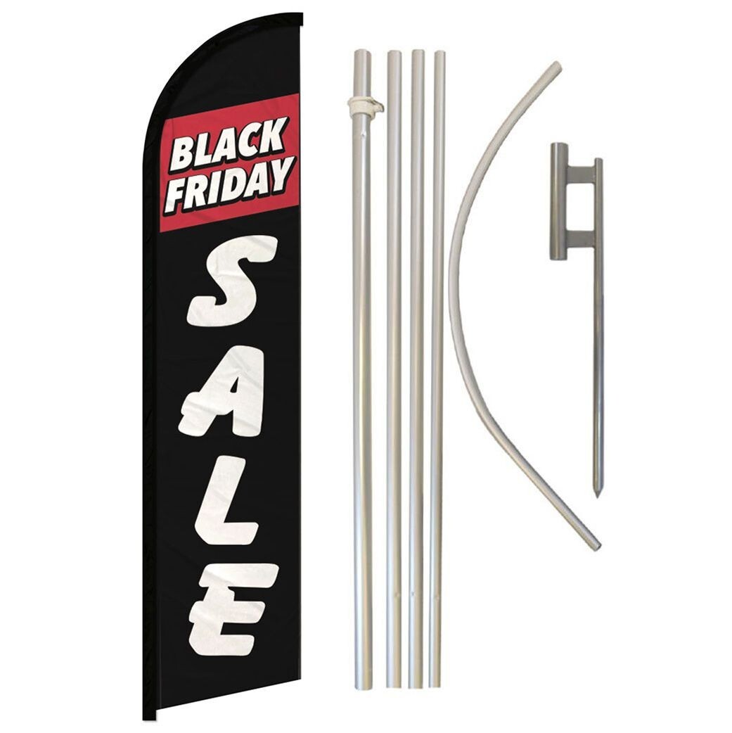 Black Friday Sale Windless Full Curve Advertising Sale Banner Flag & Pole Kit