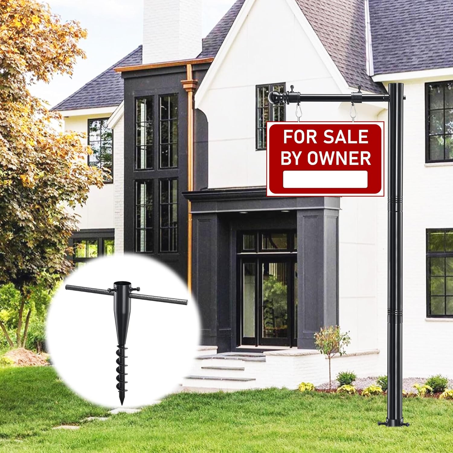 Real Estate Sign Post, 100 Inch Realtor Yard Sign Post for Sale Signs, Rent Sign