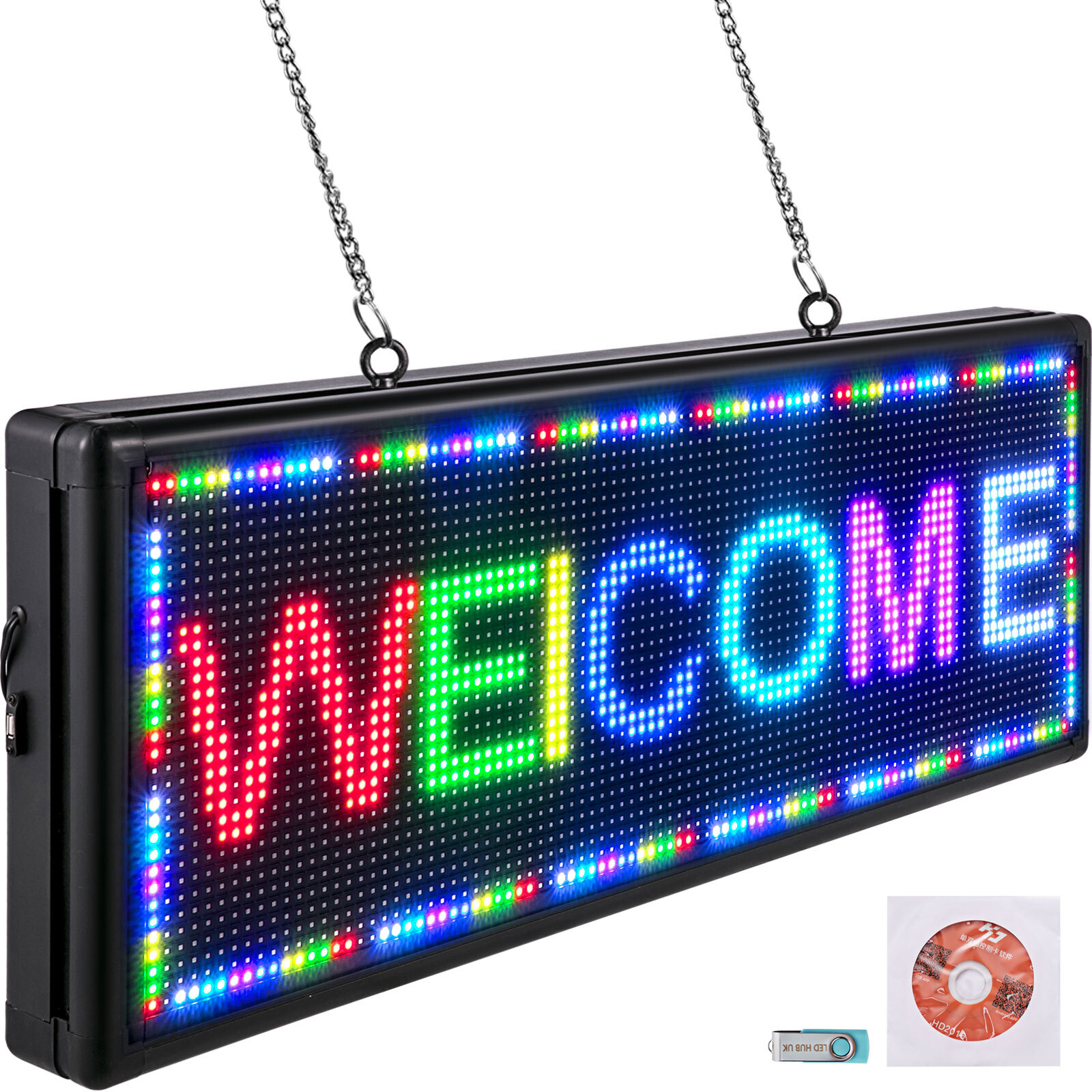 VEVOR LED Scrolling Sign 40″x15″ P10 Programmable 7Color Digital Sign w/ Sling