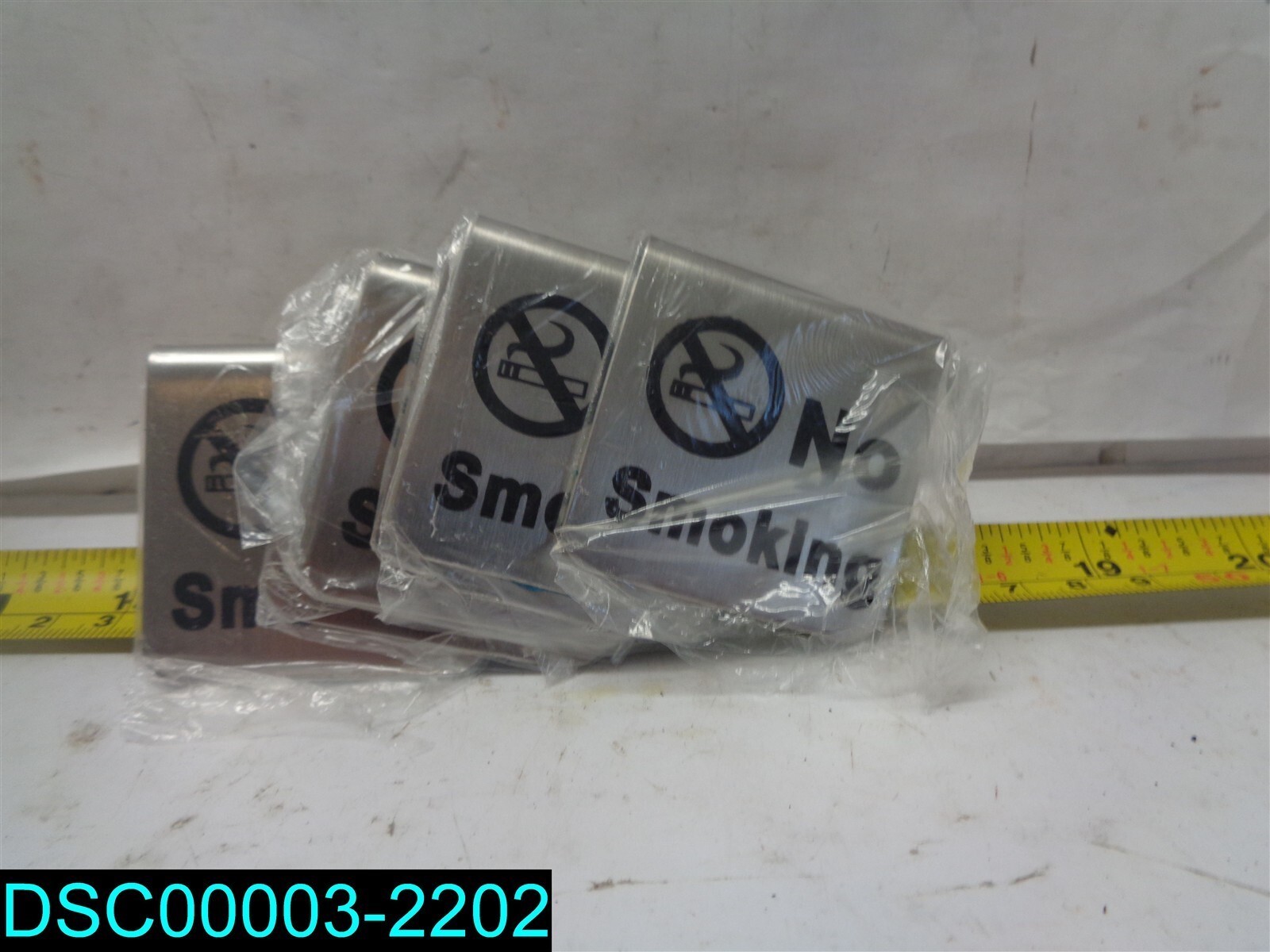 QTY=6: No Smoking Table Sign Stainless Steel Small 2-In x 2-In