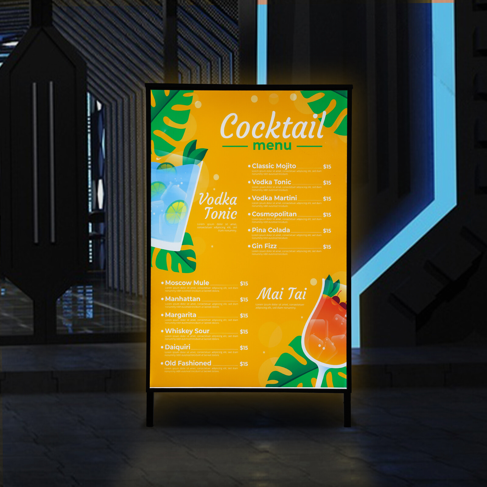 23.6*35.4in LED Light Movie Poster Frame Standing Light Sign Advertising Display