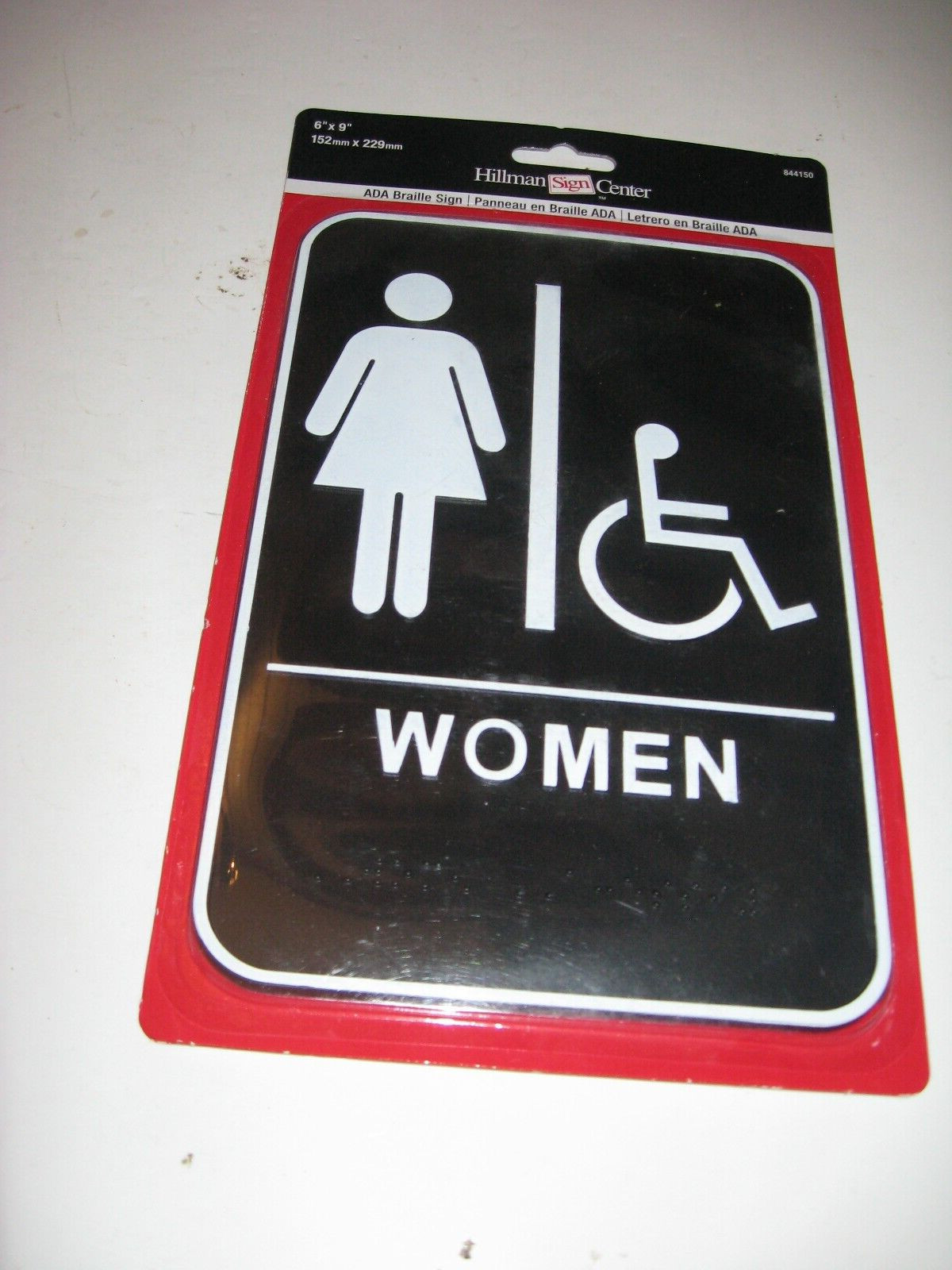 2 Signs Women/Men Handicapped Restroom Sign with Braille 6″ X 9″ Hillman NEW