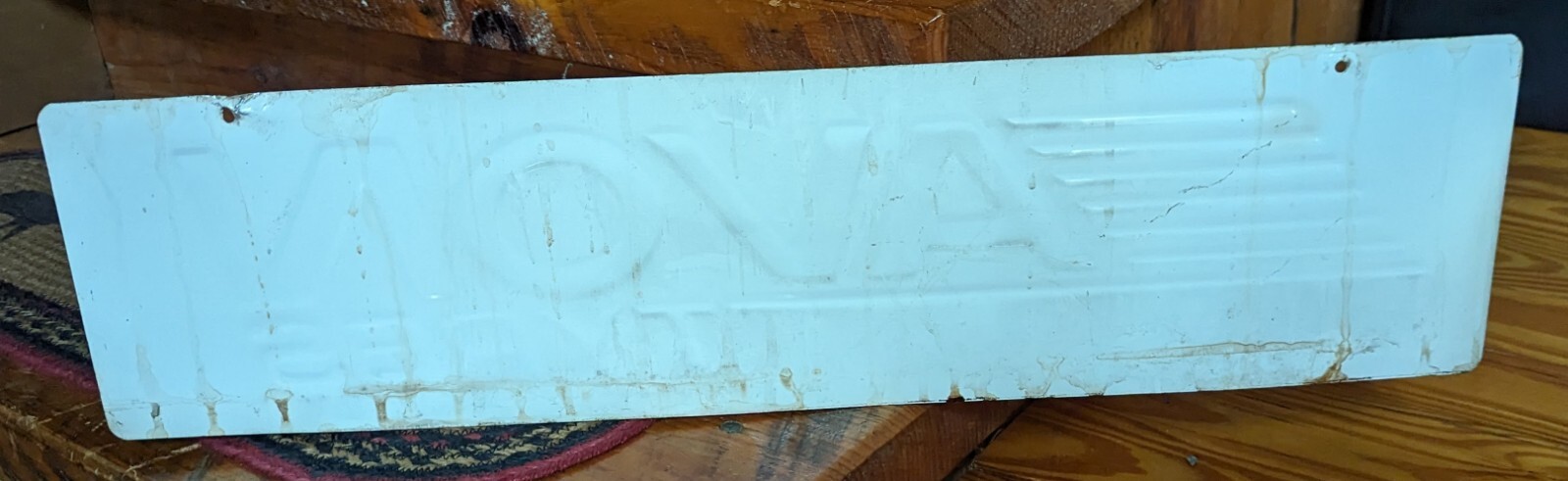 Vintage Original Avon Tyres Metal Advertising Workshop Garage Sign 24″ X 6″