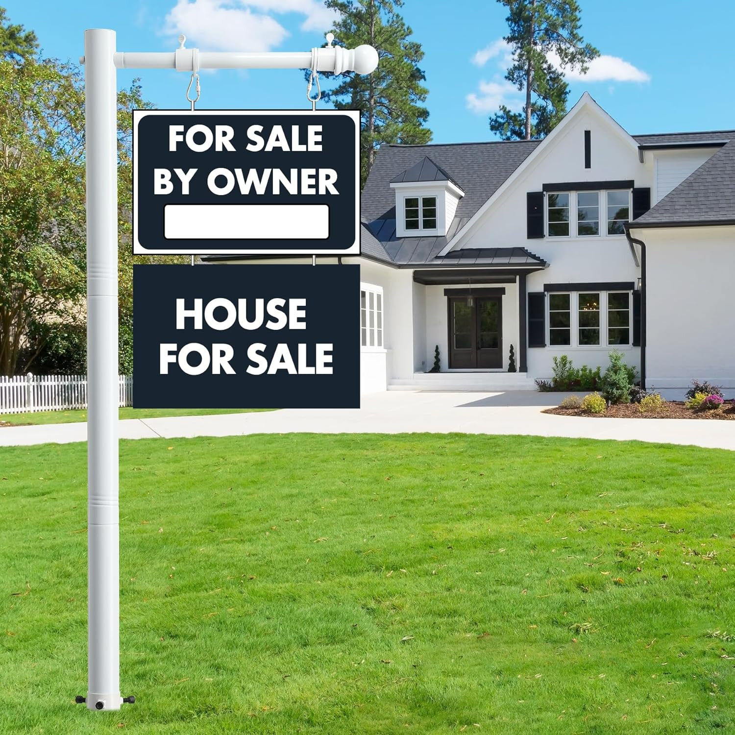 100″ Heavy-Duty Alloy Real Estate Sign Post Commercial Yard Sign with 35″ Arm &
