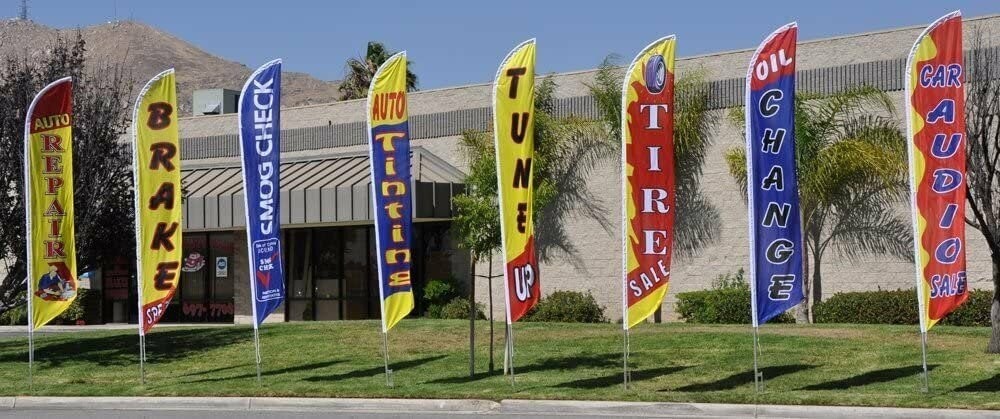 Muffler Shop 15ft Feather Banner Swooper Flag Kit – INCLUDES 15FT POLE KIT…