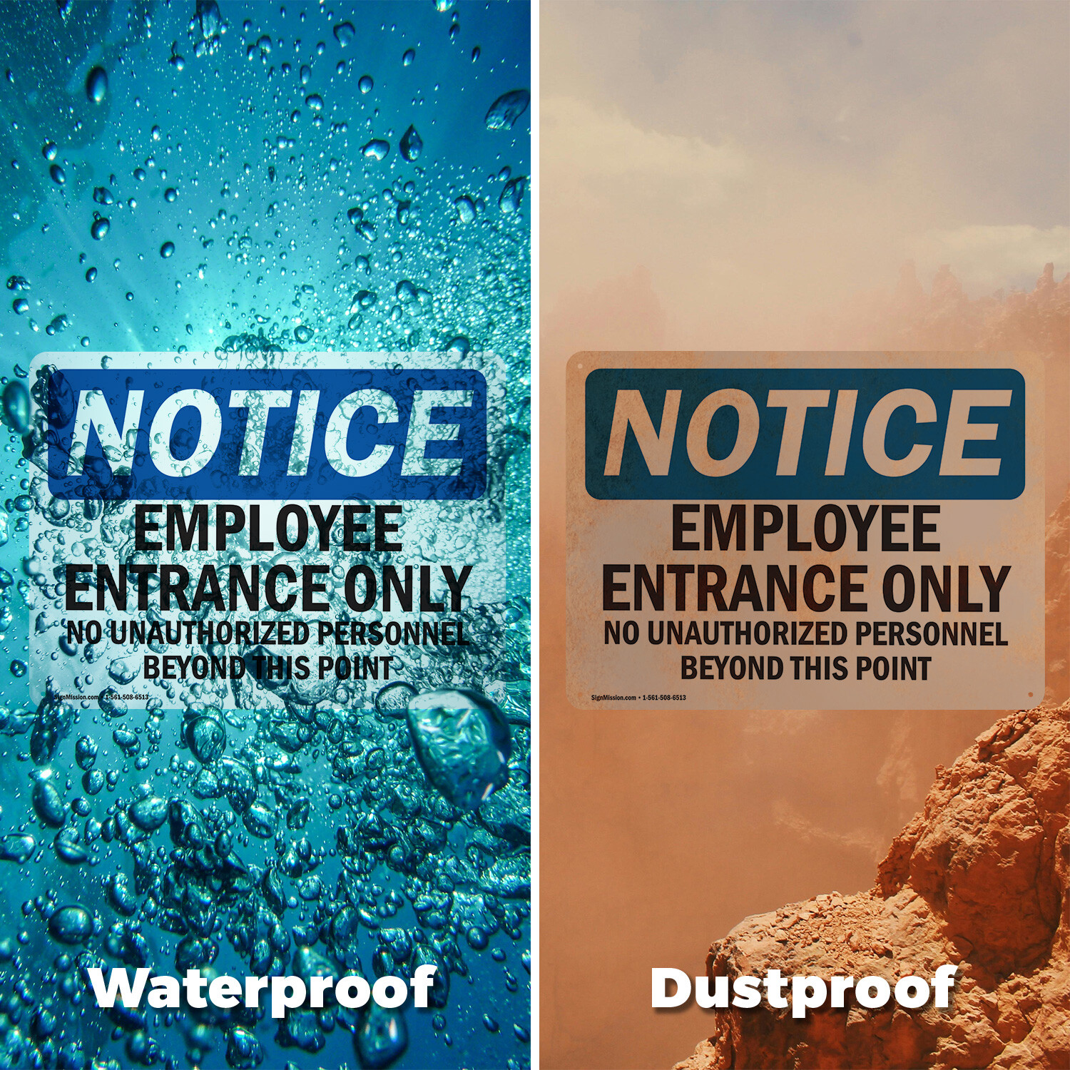 (2 Pack) Employee Entrance Only OSHA Notice Sign Decal Metal Plastic