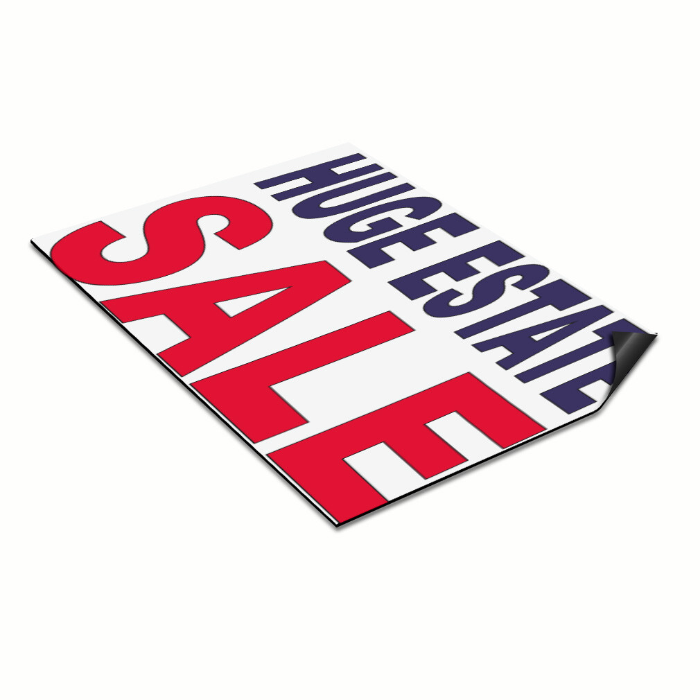 Car Magnet Set of 2 Huge Estate Sale Red Blue Car Advertising Industrial Sign