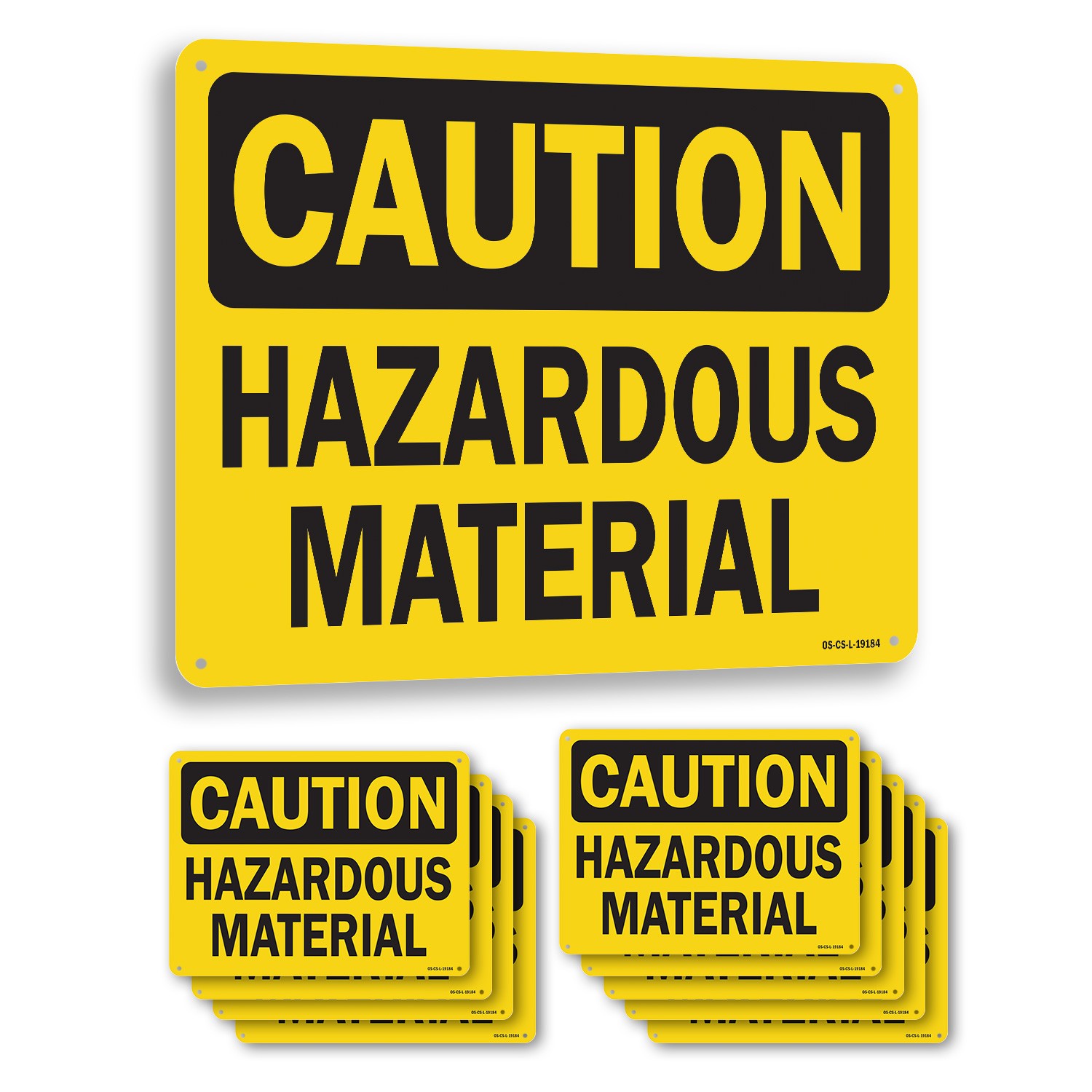 Hazardous Material OSHA Caution Sign Metal, Plastic, Or Decal – 5 or 10 Pack