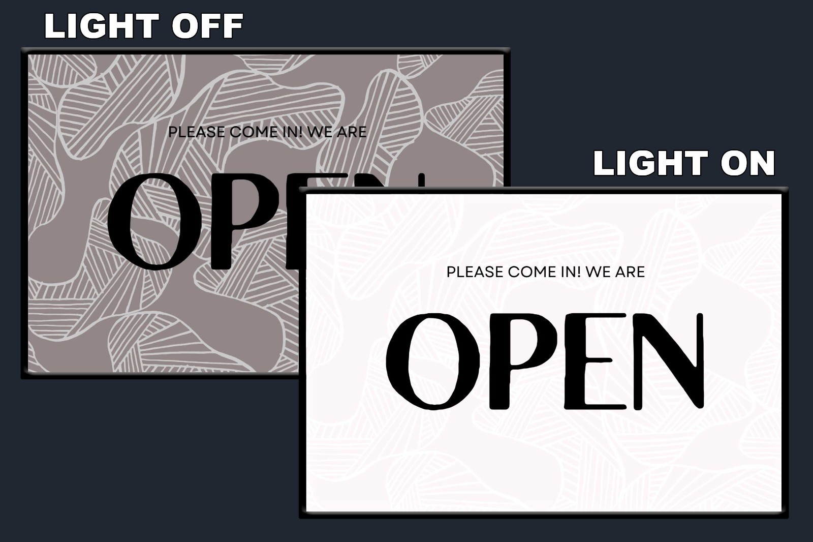 LED We’re Open Sign Light Box Wall Mounted Backlit Business Store Display