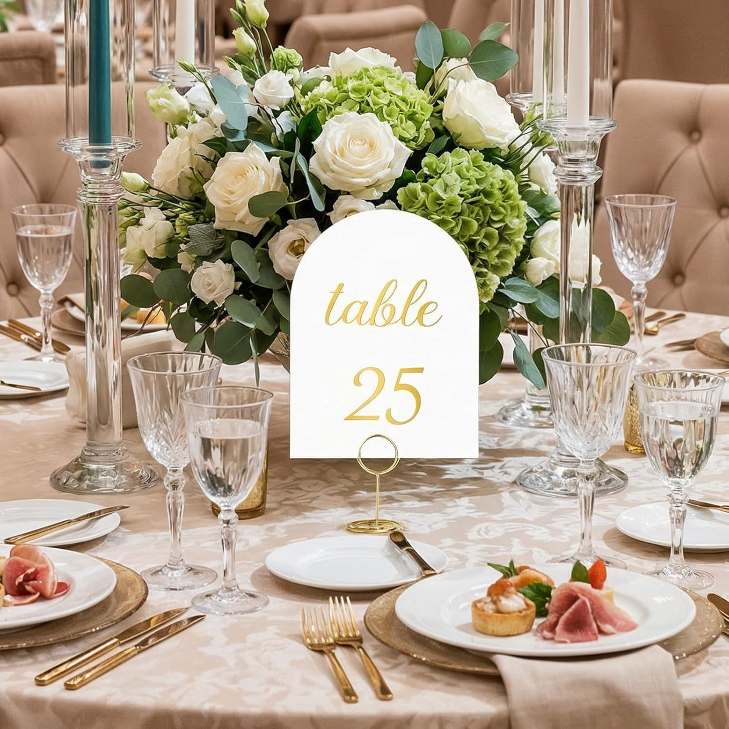 Arch Table Numbers 1-30 plus Head Table, 5.9X3.9 Inch White Card Stock, Double-S