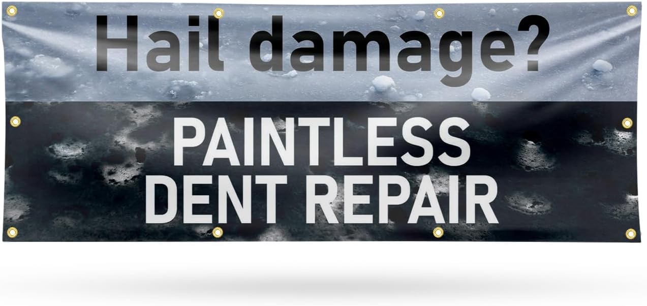 Hail Repair Vinyl Banner 36×96 Inch Single-Sided Weatherproof