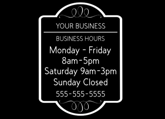 Business Hours Custom Sign Personalized Store Text Vinyl Decal Window Sticker