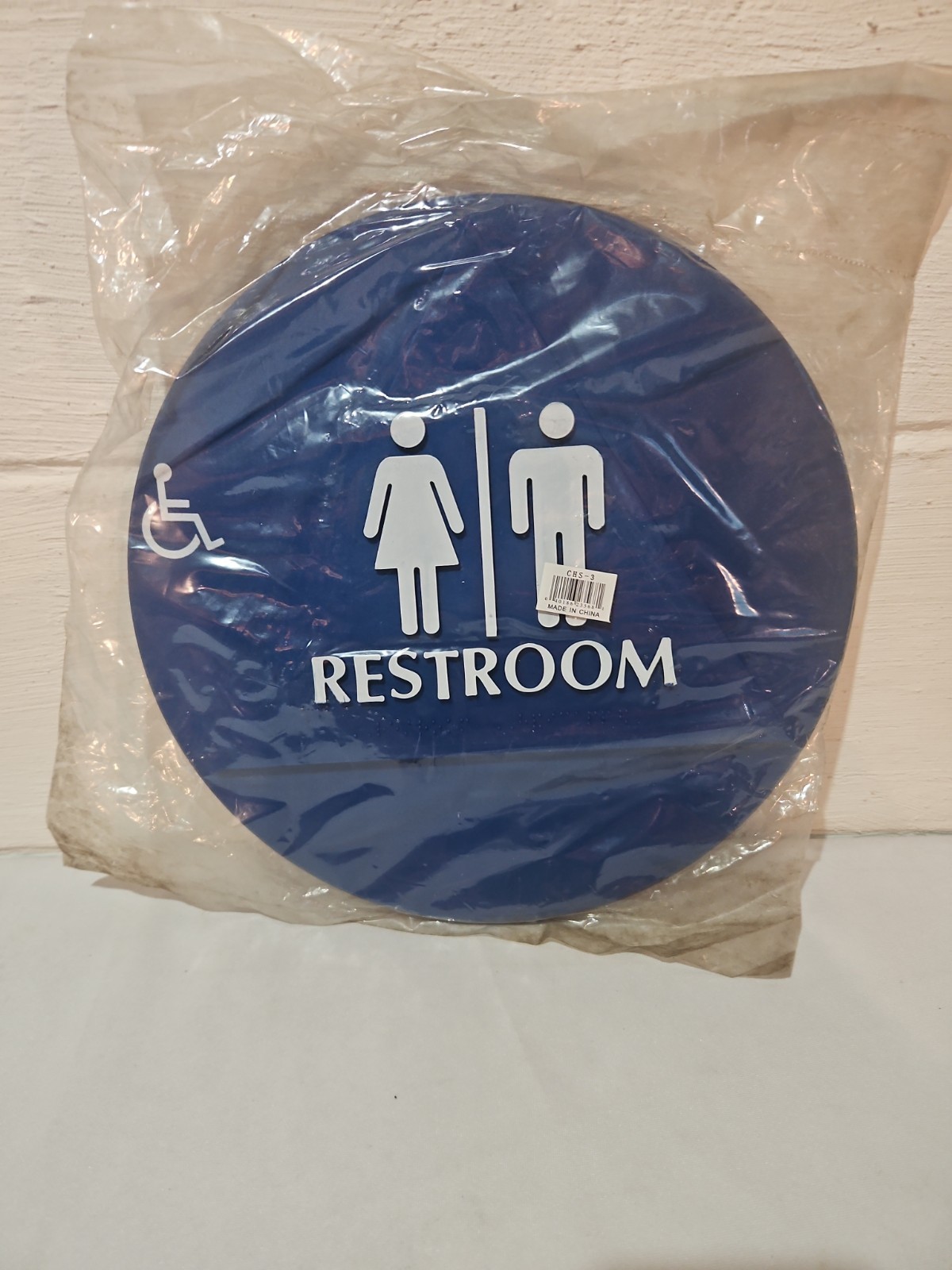 Unisex Handicap Restroom Sign (Blue) 12″ Round