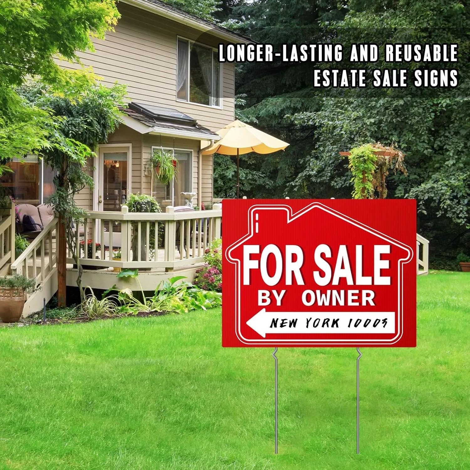 18″ x 14″ Double-Sided Yard Signs 3 Pack with Metal Stakes for Real Estate Sale