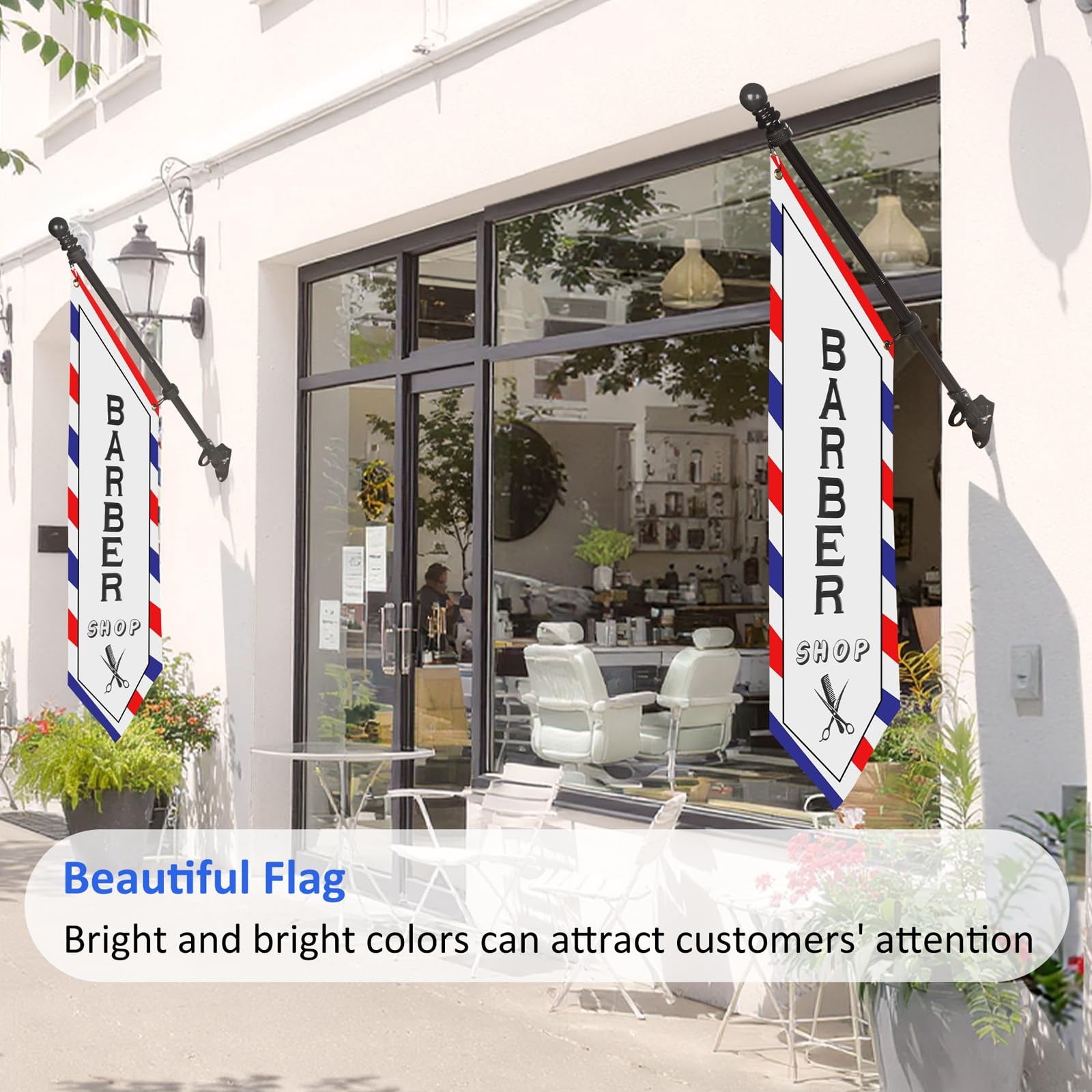 Outdoor Barber Shop Banner Sign – 42×12 DoubleSided HeavyDuty Canvas with Pol…