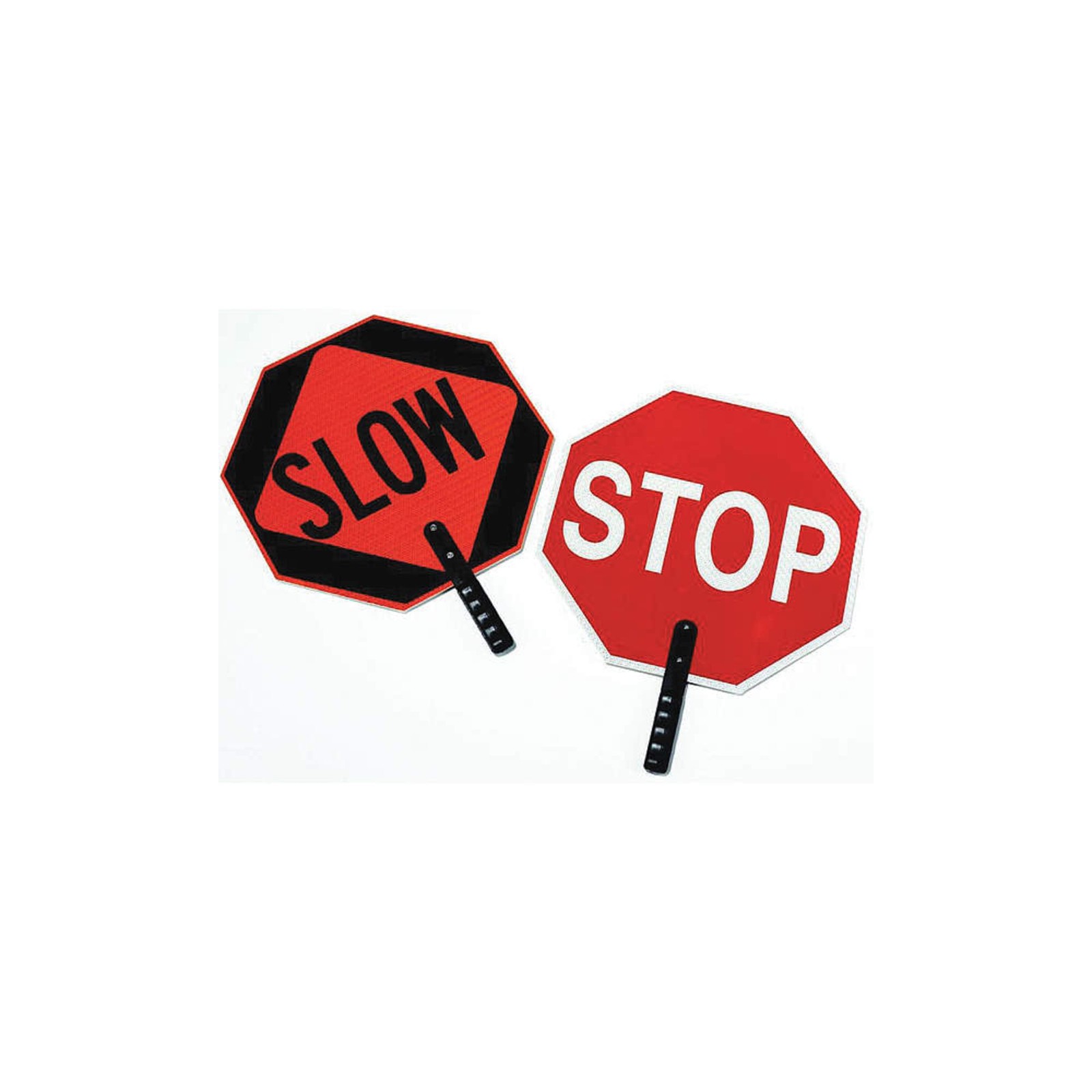 STOP/SLOW ABS Plastic Pole Mounted Paddle Sign, 18″ with 9″ Handle, Red/Orange