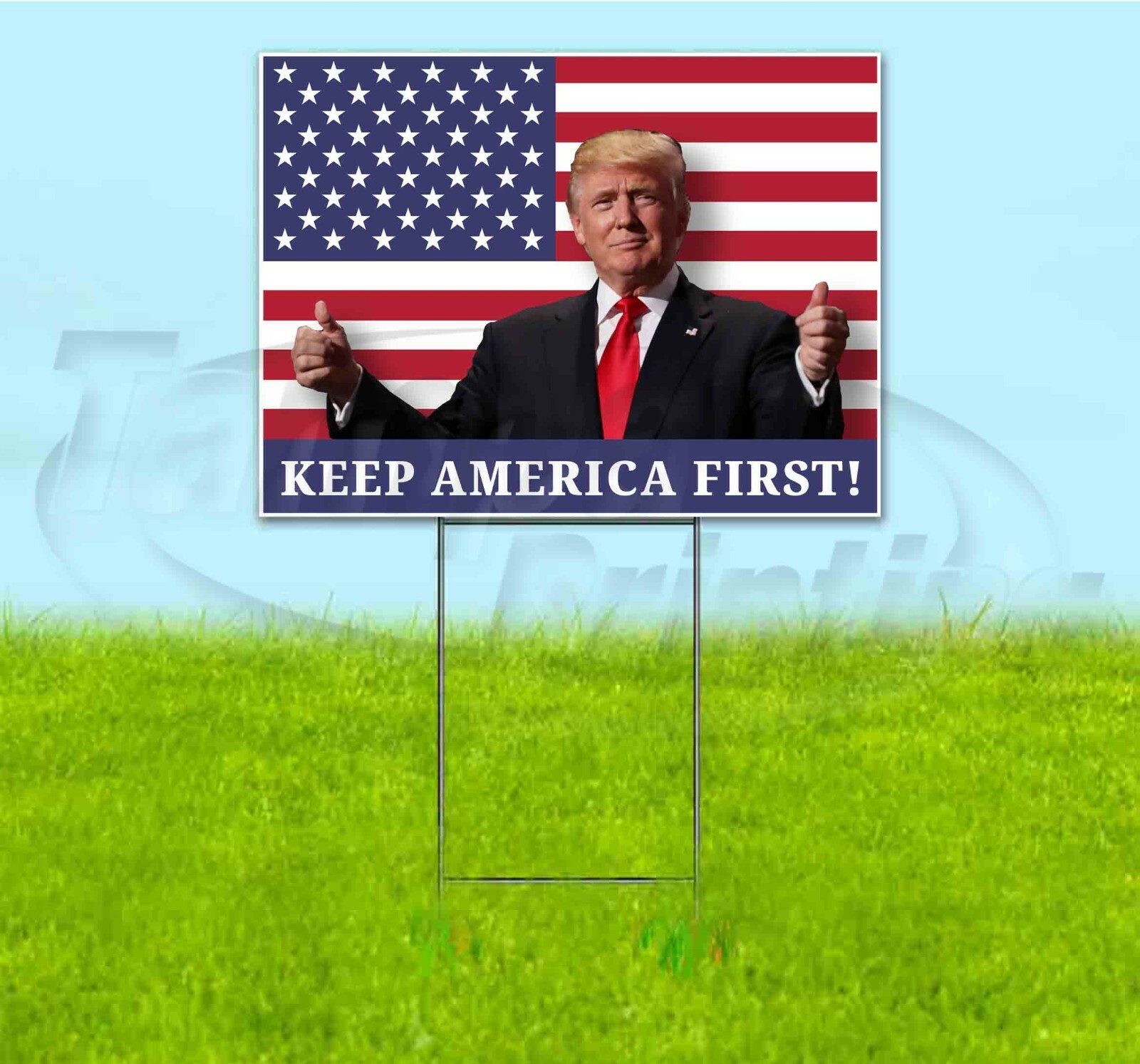 KEEP AMERICA FIRST TRUMP 18×24 Yard Sign WITH STAKE Corrugated Bandit MAGA 2024