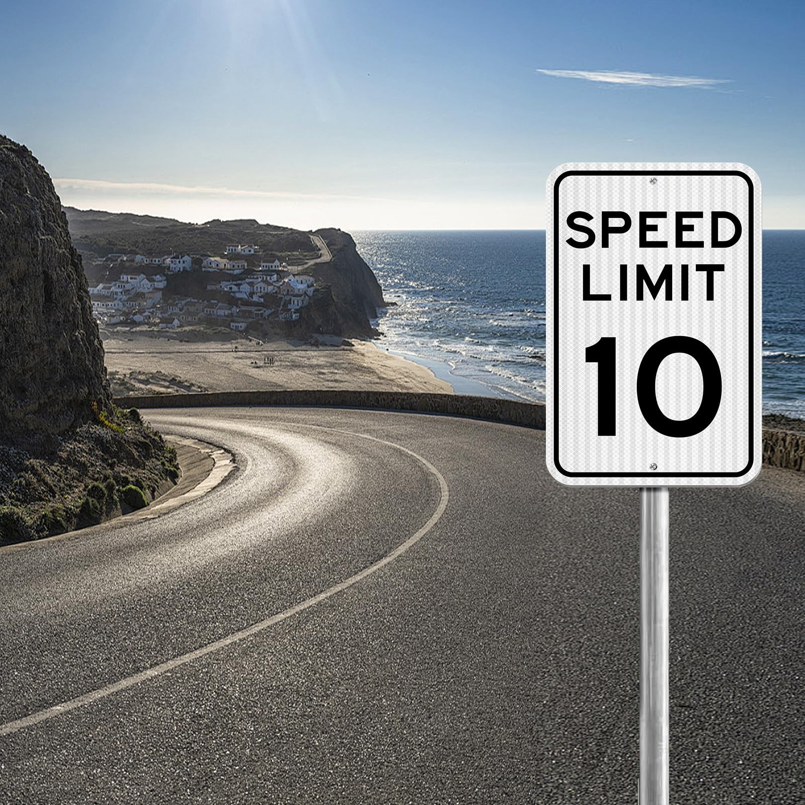 Speed â€‹â€‹Limit Sign 10 MPH, Slow Down Traffic Sign, 12″ x 18″, Reflective …