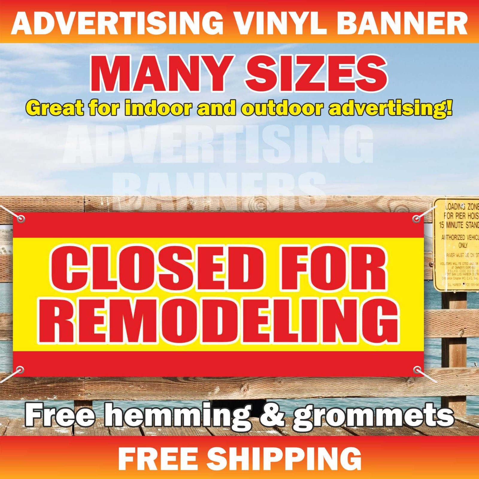 CLOSED FOR REMODELING Advertising Banner Vinyl Mesh Sign Construction repair