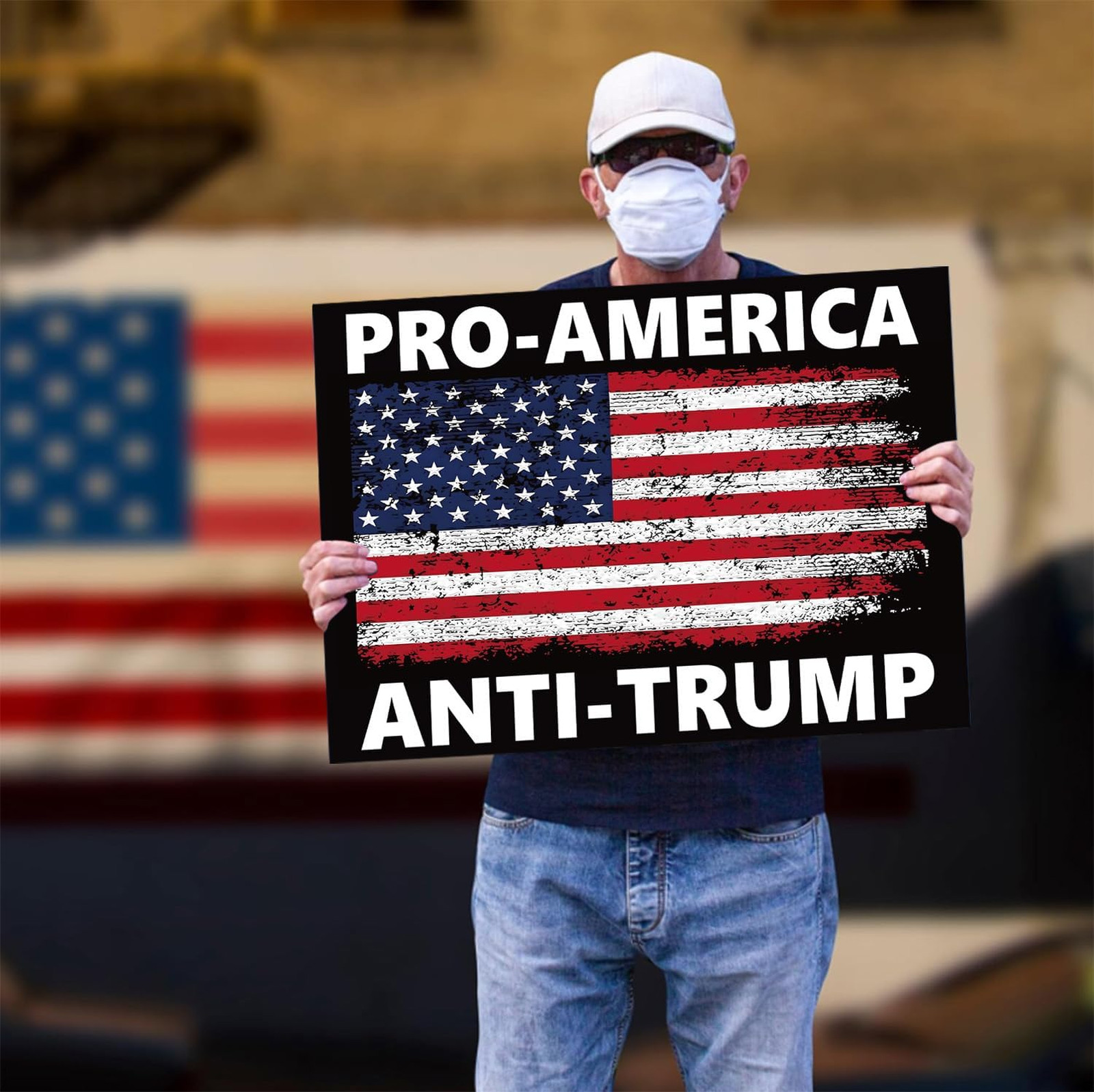 Pro America Anti Trump Yard Sign Double Sided Corrugated Plastic Outdoor Lawn