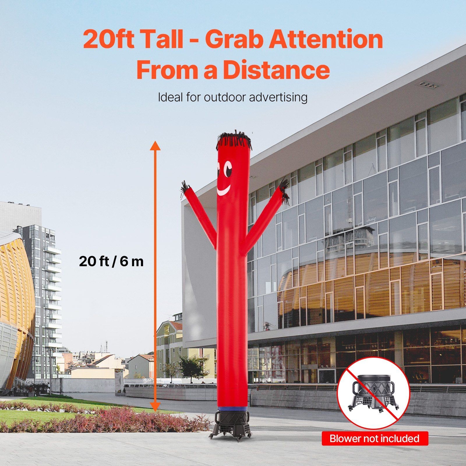 20ft Wind-Powered Dancer Red Icon 190T Tear-Resistant No Blower