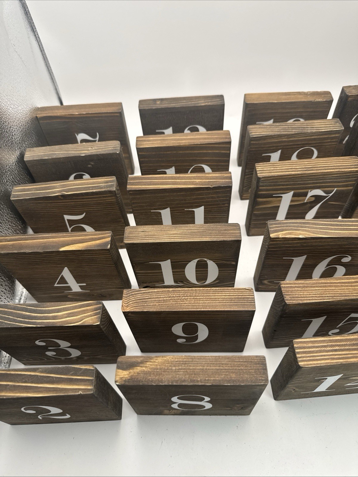 24 Pieces Rustic Wooden Table Numbers 1-12 Double Sided Numbered 4”x4”
