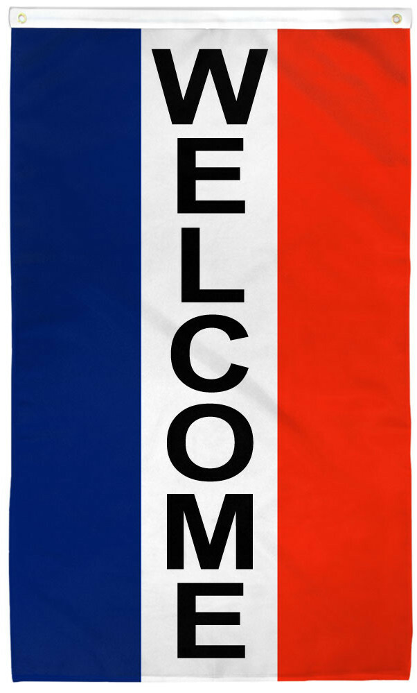 Vertical Welcome Flag 3x5ft Welcome Banner Sign We’re Open Now Welcome Vert Flag