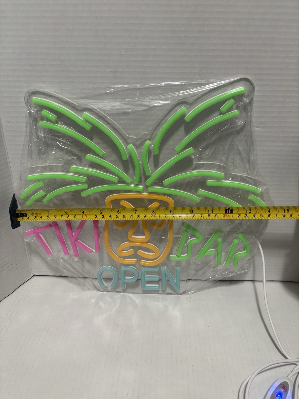 Tiki Bar Open Neon LED Wall Sign Dimmable Store Bar Wall Decor 14″x13″