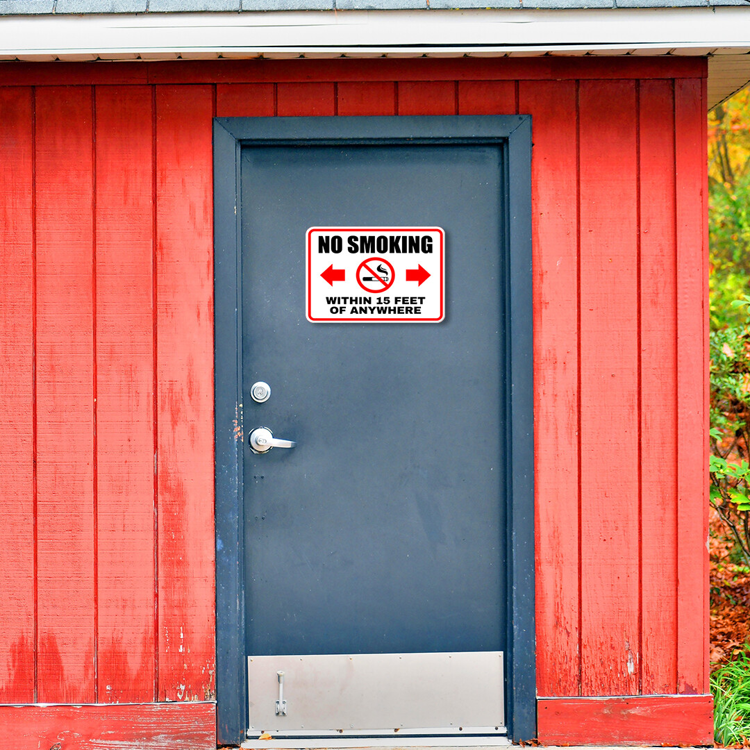 Classic Framed Plus No Smoking Within 15 Feet Of Anywhere Wall or Door Sign