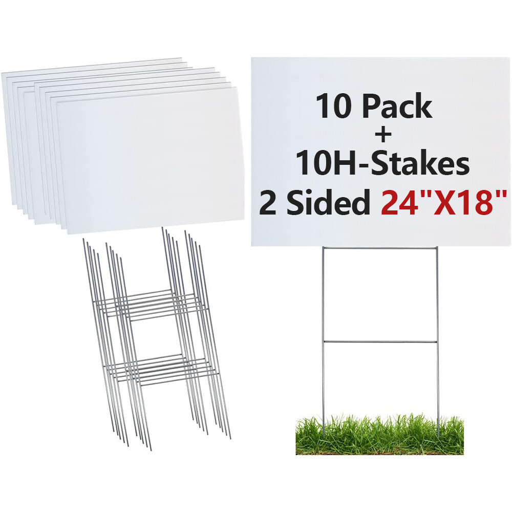 10 White Signs Blank 18″ X 24″ X 4 MM Corrugated Plastic Bundles Of 10 Pack