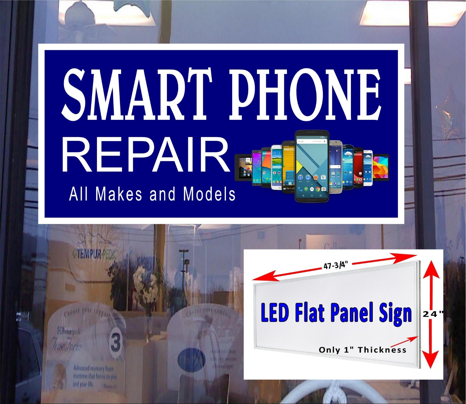 Smartphone Repair Led light box window sign 48″x24″