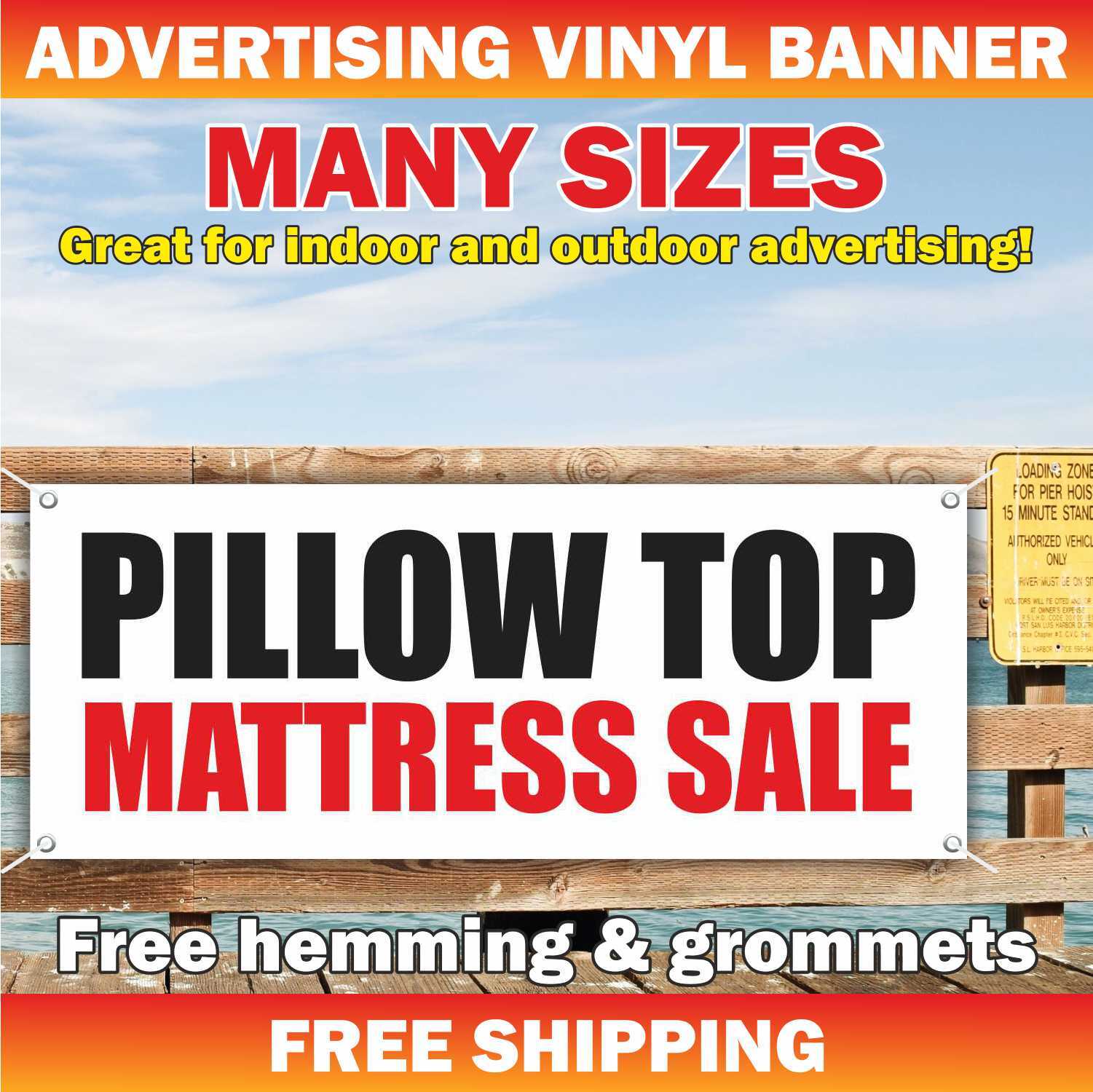 PILLOW TOP MATTRESS SALE Advertising Banner Vinyl Mesh Sign sheet set shop store