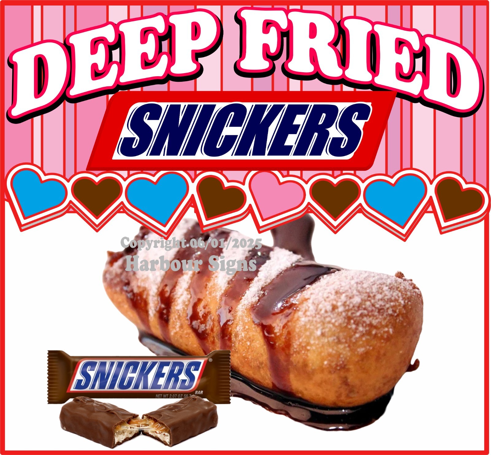Deep fried Snickers DECAL (Choose Size) Concession Fair Food Truck Sticker S