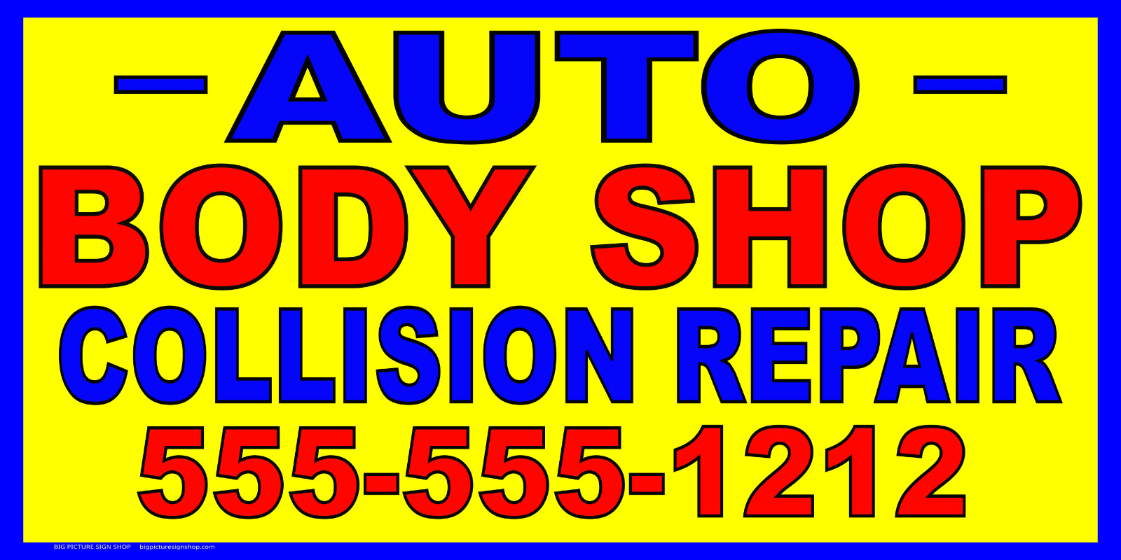 AUTO BODY SHOP COLLISION REPAIR -HUGE Banners-3 Choices YEL Red Wht-28 Sizes-USA