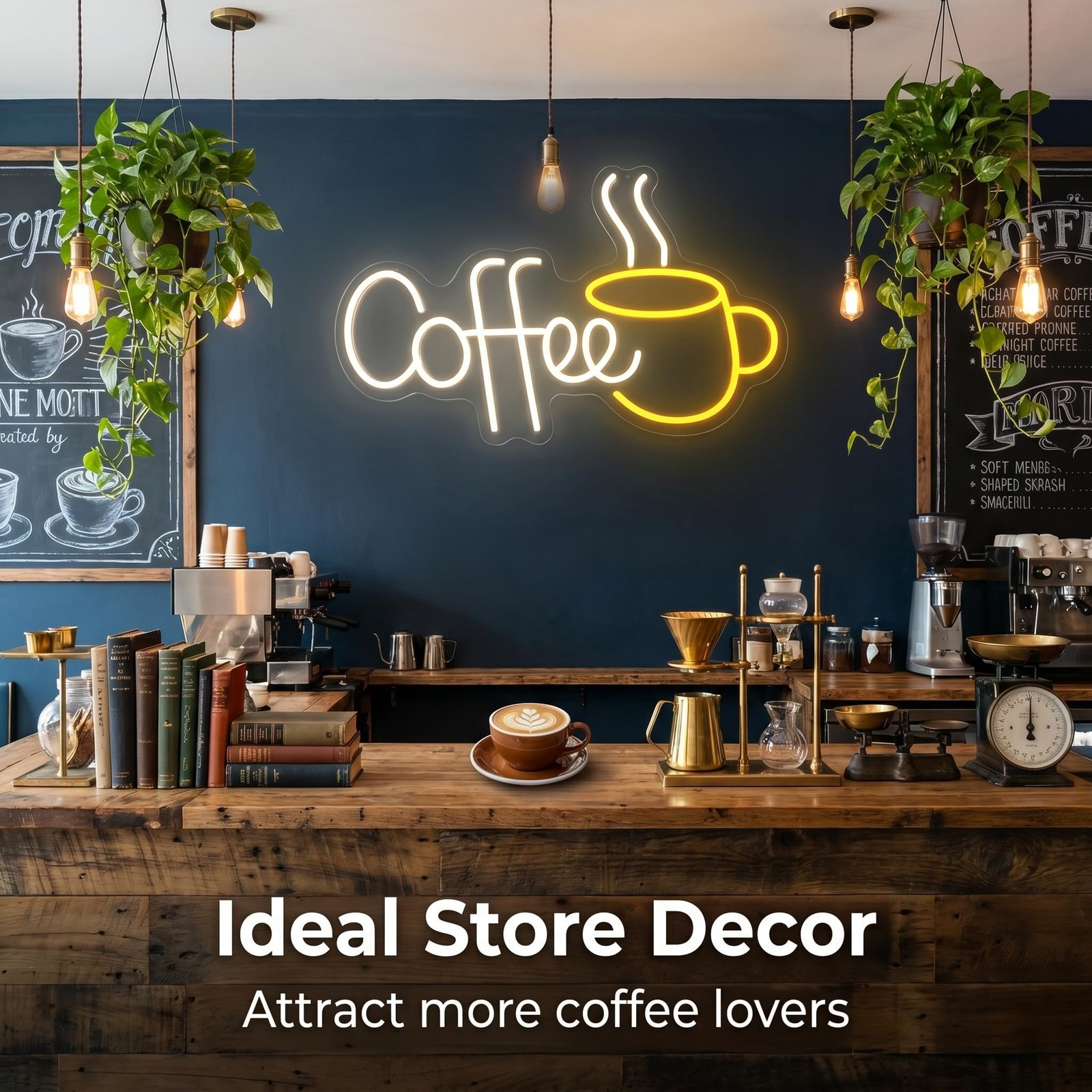 Coffee Neon Sign, Warm White Acrylic Coffee Bar Neon Light, 21.7×13.8 Inch US…