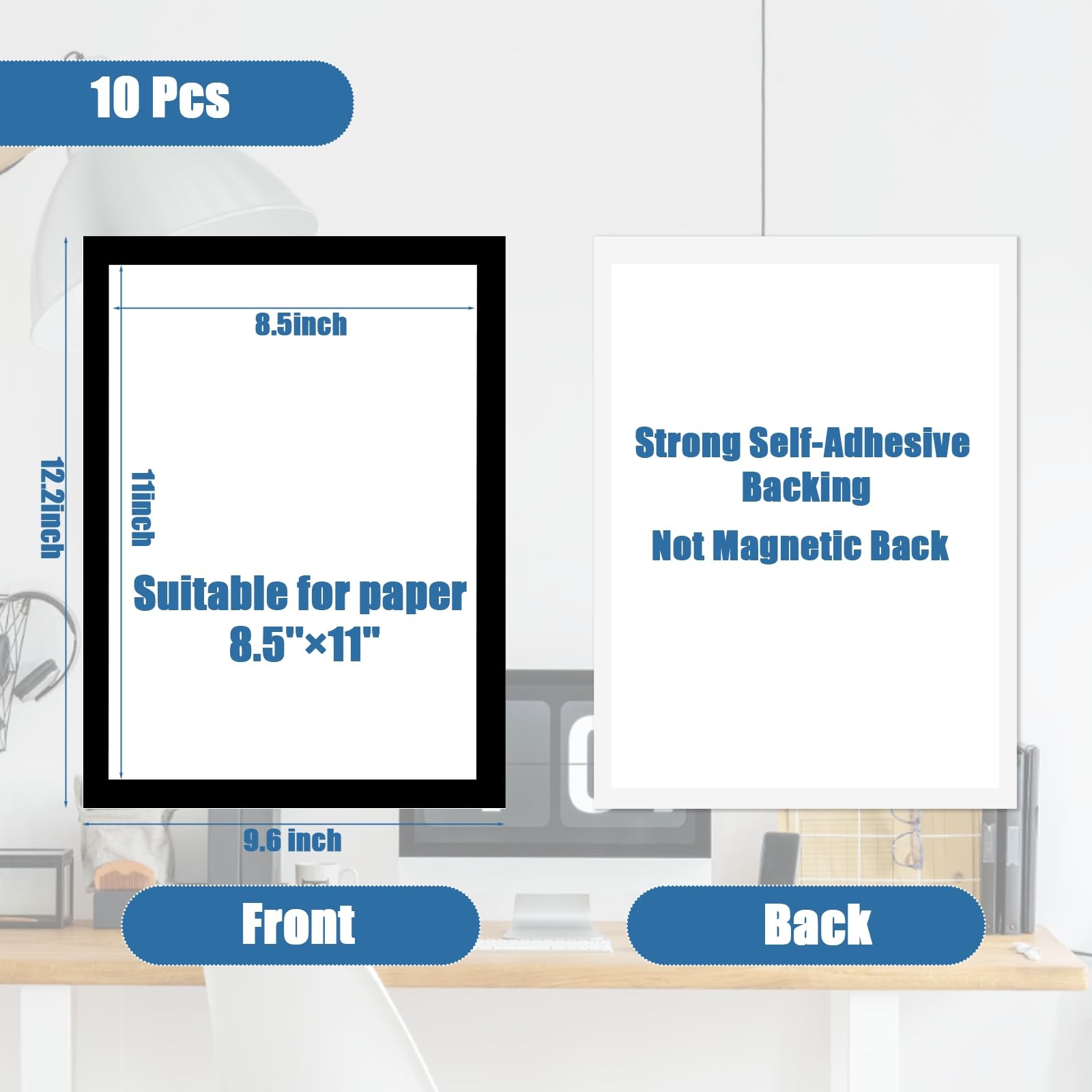 10 Pcs Magnetic Sign Holder 8 1/2″ x 11″ Self-Adhesive 8.5 x 11 inches, Clear