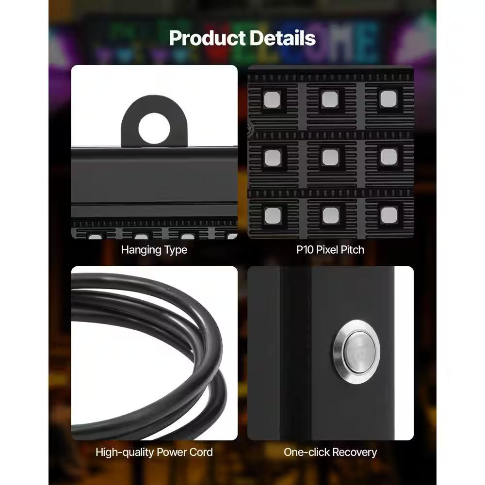 Programmable LED Sign P10 Full Color LED Scrolling Panel 39 In. X 13.8 In. DIY C
