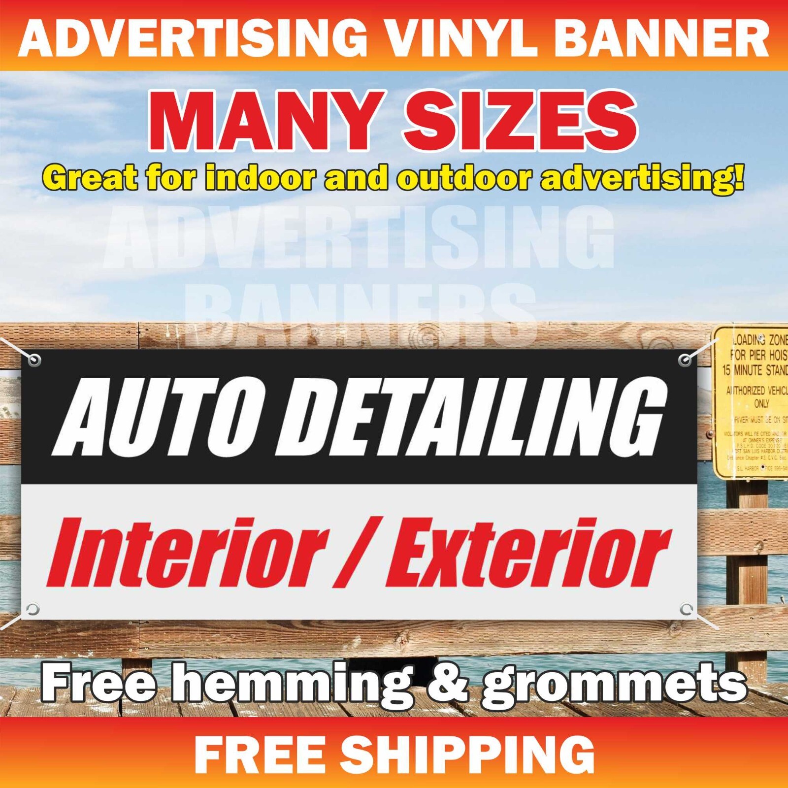 AUTO DETAILING Interior Exterior Advertising Banner Vinyl Sign cleaning car wash
