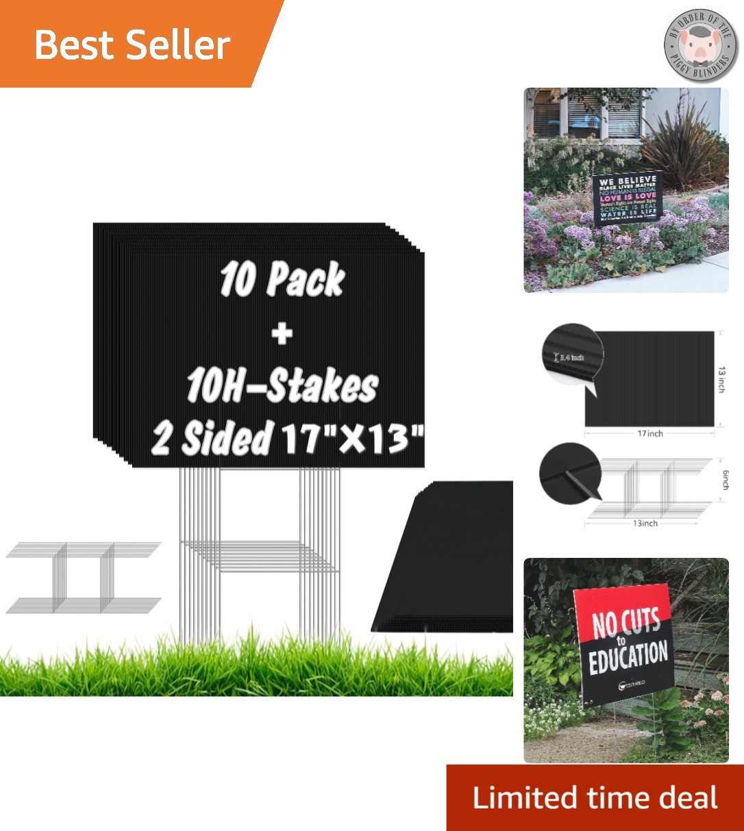 10 Pack Black Blank Yard Signs 17×13 Inches – Durable & Weatherproof for Events