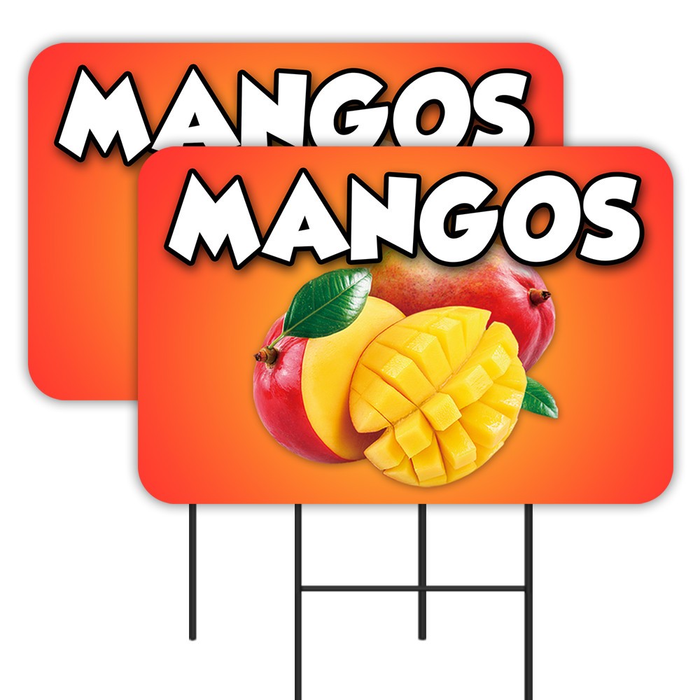 MANGOS 2 Pack Double-Sided Yard Signs 16″ x 24″ with Metal Stakes (Made in Texas