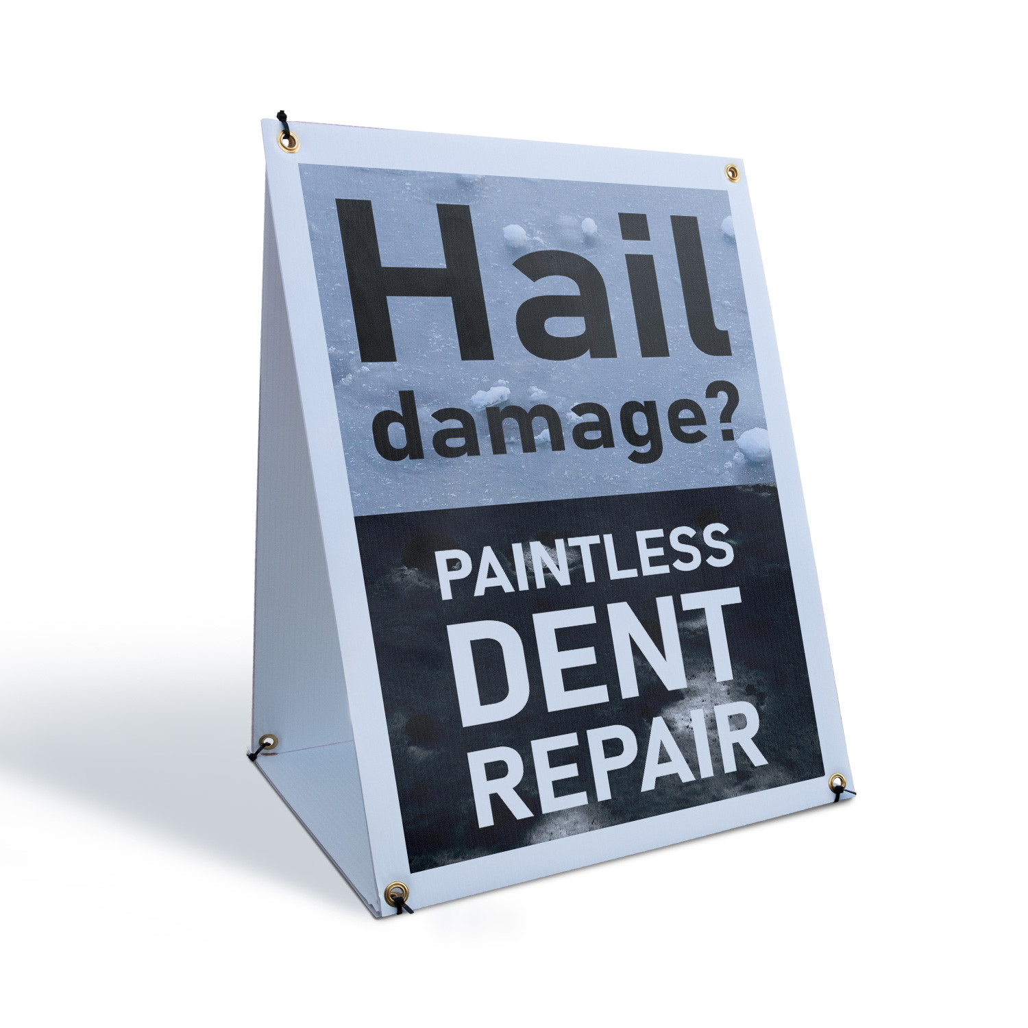 Hail Damage Dent Repair A-Frame Sidewalk Sign Auto Repairs Expert Mechanics