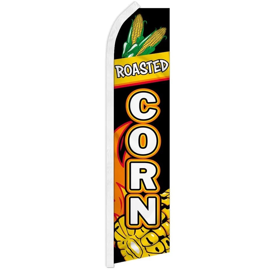 Roasted Corn Swooper Flutter Feather Flag BBQ Food Truck Business Flag