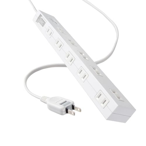 Sanwa Supply Power Strip 10 Outlets x 2-Pin 1m Multi-Plug Layout Lightning Guard