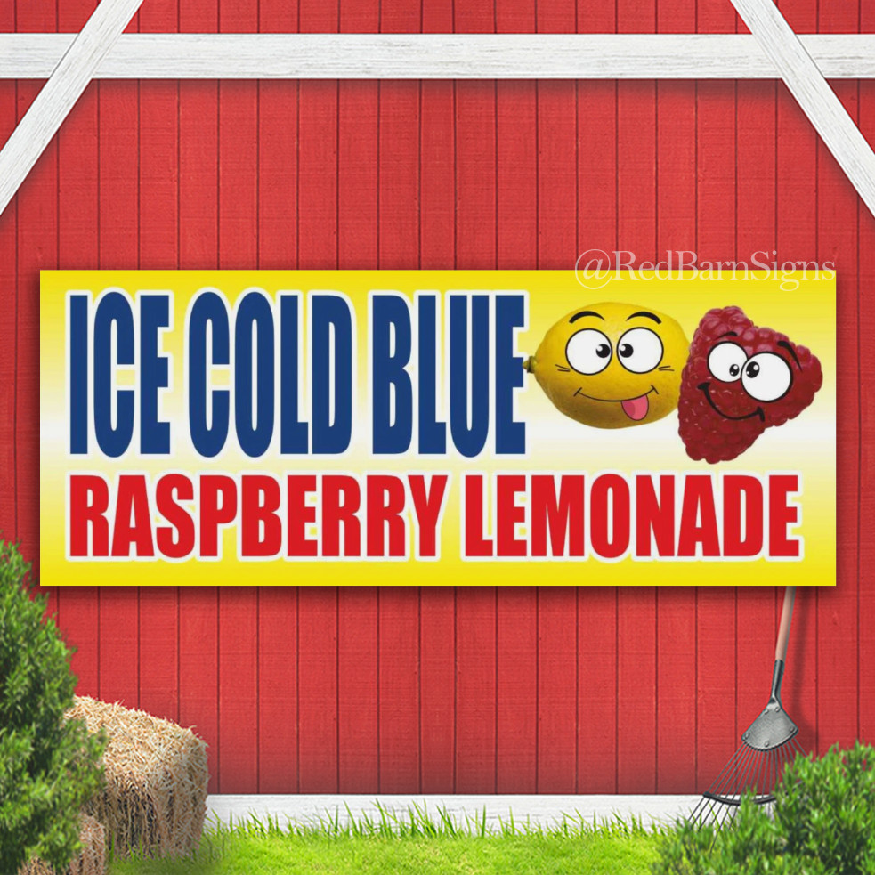 ICE COLD RASPBERRY LEMONADE FRESH SQUEEZED Indoor Outdoor Banner Sign