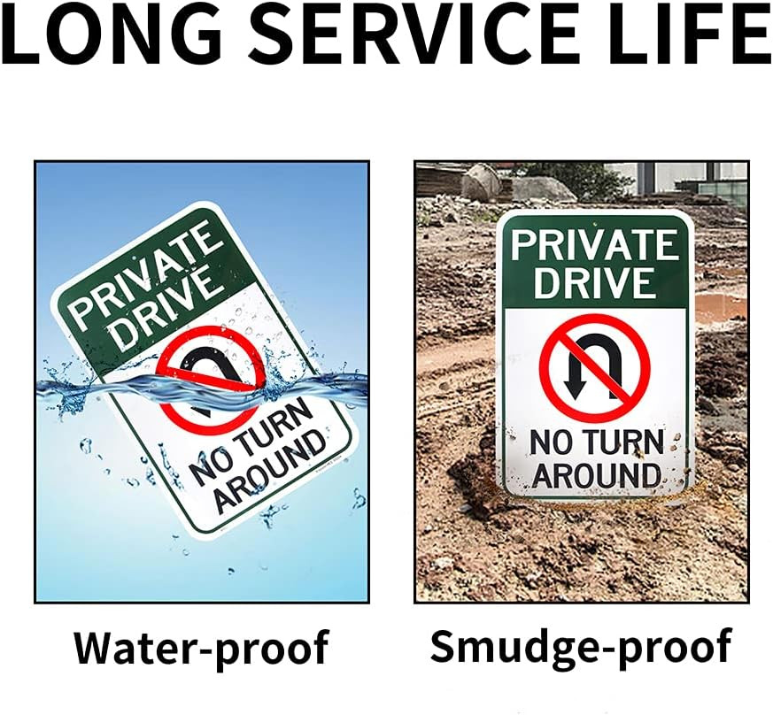 Large Private Drive, No Turn around Sign, 18″X 12″ .04″ Aluminum Reflective Sign