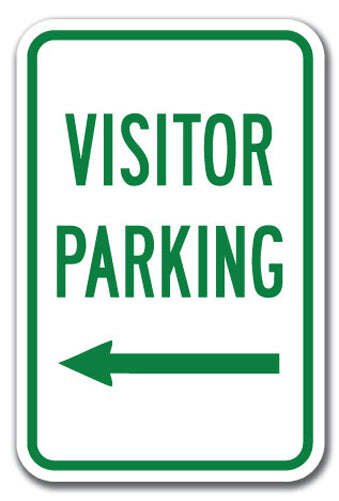 Visitor Parking with left arrow Sign 12″ x 18″ Heavy Gauge Aluminum Signs