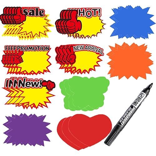 500 Pcs Burst Sign Blank Paper Price Tags for Retail Garage Market