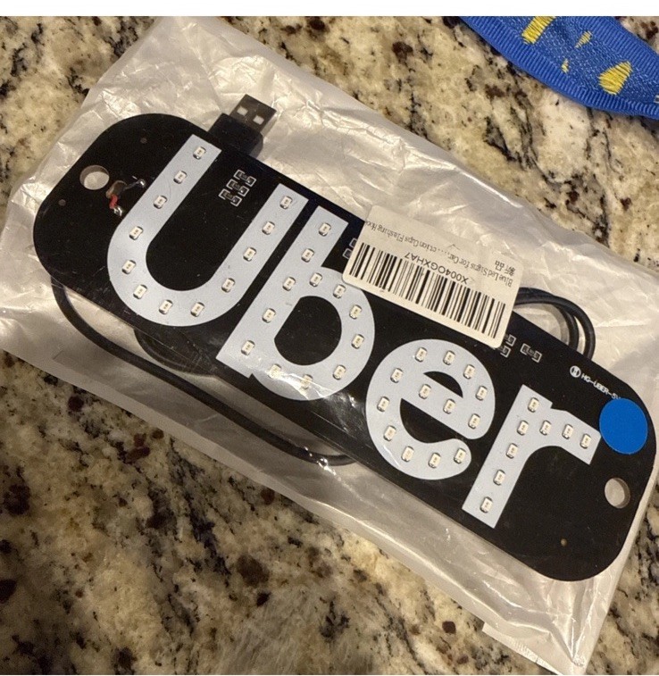 U B E R Lighted BLUE LED Sign For DRIVERS Windshield Sign CARS-FAST SHIPPING