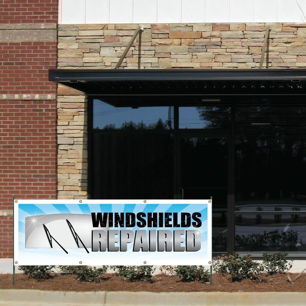 Windshields Repaired Vinyl Banner with Grommets