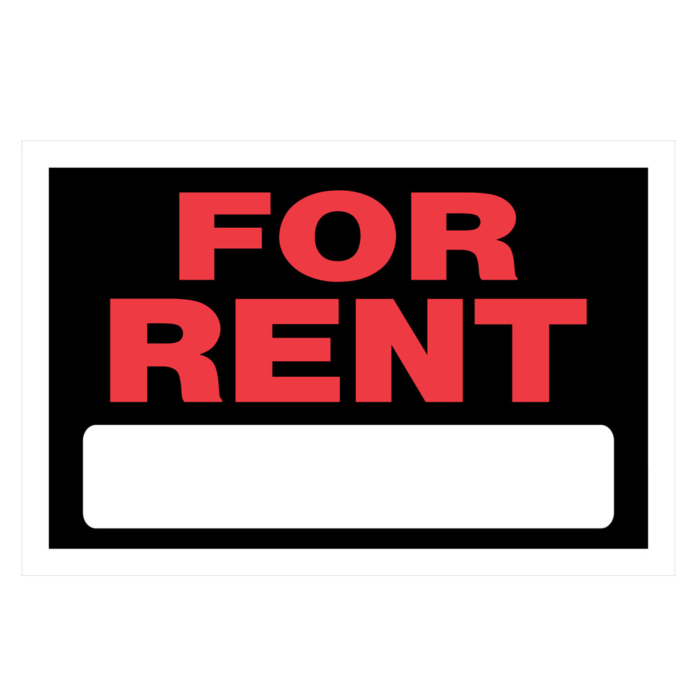 The Hillman Group 839926 8-Inch x 12-Inch Red and White Plastic For Rent Sign